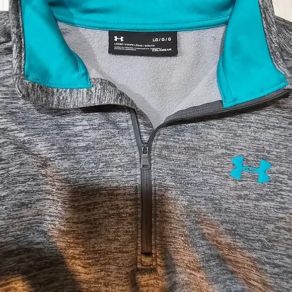 Under Armour ColdGear Fleece 1/2 Zip Gray Long Sleeve Pullover Size L - Picture 4 of 7